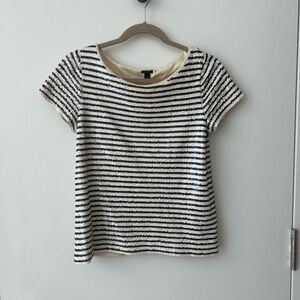 J. Crew Striped Sequin Top - Black and White